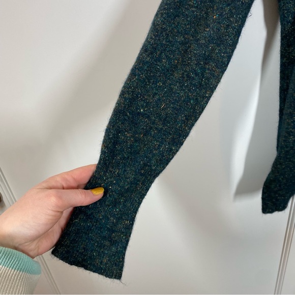 Margaret O'Leary Speckled Forest Green V-Neck Sweater womens Medium iconic style - Picture 3 of 7